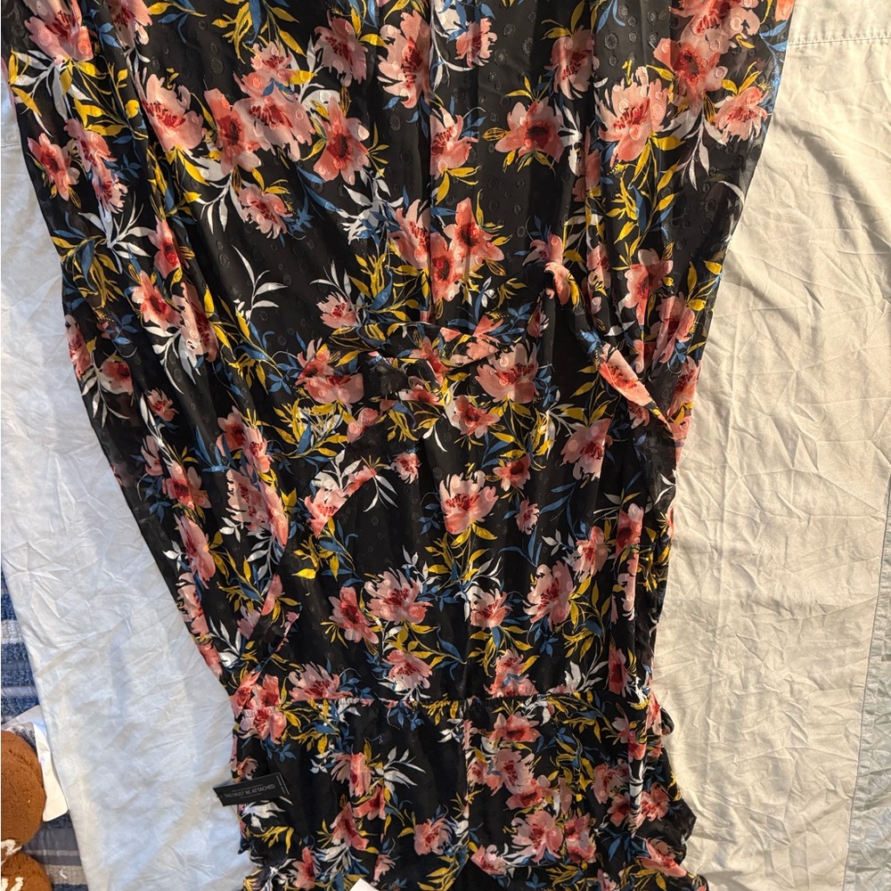 Lane Bryant Black Maxi Dress with Pink Floral Design